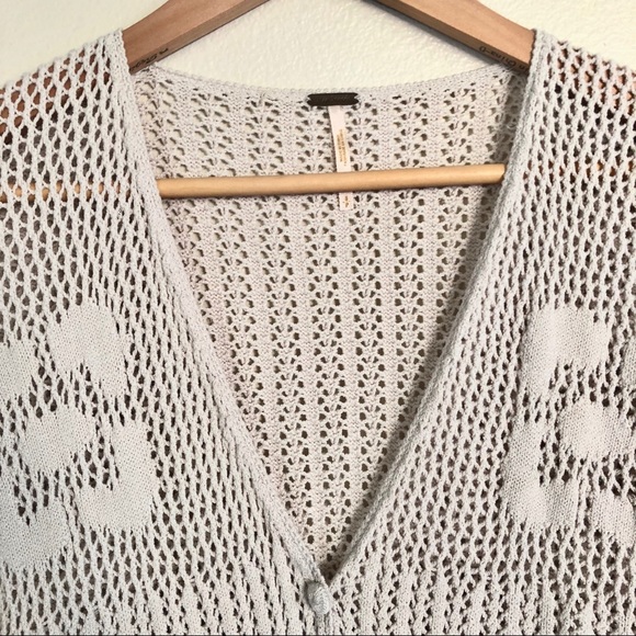 {Free People} Crochet Knit Maxi Duster Cardigan - Picture 3 of 4